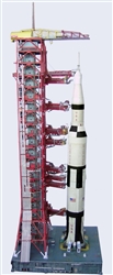 Launch Umbilical Tower (LUT) and MLP Model Kit in 1:100 scale for  Estes, Dragon 4D Vision or any 100 Saturn V Model.  The unbuilt heavy paper model has won accolades around the world since 2006 for its accuracy and realism and is designed to bear loads.