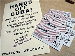 JACK RUBY CAROUSEL CLUB BUS.CARDS (5) and 1 LEE HARVEY OSWALD FAIR PLAY FOR CUBA CMTE., 544 CAMP ST. REPRODUCTIONS
