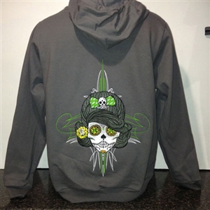 Pin Up Sugar Skull Ladies Full-Zip Hooded Fleece