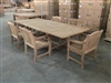 Eden Rectangle Double Extension Teak Table 200cm Regular To 300cm w/ Extension x 120cm Width Set w/ 6 Sulawesi Arm Chairs