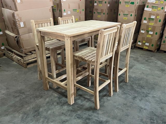 Castle Rectangle Bar Table 140 x 70cm SET w/ 4 Celtic Bar Chairs