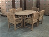 Liverpool Oval Teak Table Set w/ 6 Manchester Arm Chairs (170cm x 100cm - Extends to 230cm)