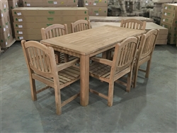 Reclaimed 71" Teak Table SET #299 w/ (6) Manchester Rustic Arm Chairs