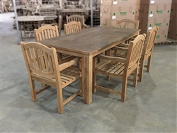 Reclaimed 79" Teak Table SET #502 w/ (6) Manchester Rustic Arm Chairs