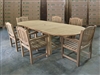 Eden Oval Double Extension Teak Table 200cm Regular To 300cm w/ Extension x 120cm Width Set w/ 6 Manchester Arm Chairs