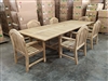 Eden Rectangle Double Extension Teak Table 200cm Regular To 300cm w/ Extension x 120cm Width Set w/ 6 Tristan Arm Chairs