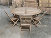 180cm/71" Elma Teak Round Table Set w/ 6 Shelia Premium Folding Chairs