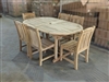 Greystone Oval Double Extension Teak Table Set w/ 6 Sumbawa Dining Chairs (180cm x 110cm - Extends to 240cm)
