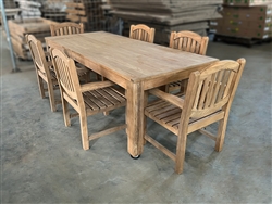 Pleasant Teak Rectangle Table 240x100cm SET w/ 6 Manchester Arm Chairs