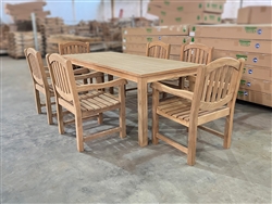 Wellington Teak Rectangle Table 210x90cm SET w/ 6 Manchester Arm Chairs