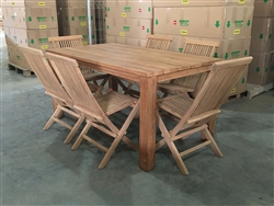 Lexington Teak Rectangle Table 165x90cm Set w/ (6) Shelia Premium Folding Chairs