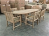 Suwawal Oval Extension Teak Table Set w/ 6 Flores Arm Chairs (180cm x 100cm - Extends to 240cm)