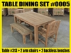 Reclaimed 63" Teak Table SET #0005 w/ 6 Manchester Arm Chairs