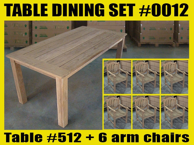Reclaimed 71" Teak Table SET #0012 w/ ManchesterArm Chairs