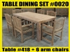 Reclaimed 79" Teak Table SET #0020 w/ 6 Manchester Arm Chairs