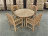 120cm/47" Komodo Teak Round Table SET w/ 4 Manchester Arm Chairs