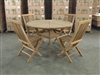 120cm/47" Komodo Teak Round Table SET w/ 4 Shelia Premium Folding Chairs
