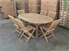 Kalimantan Oval Double Extension Teak Table 180cm Regular To 240cm w/ Extension x 120cm Width Set w/ 6 Shelia Premium Folding Chairs