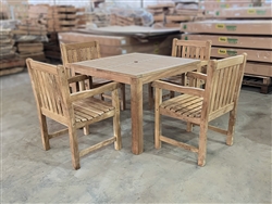 100cm/39" Rinjani Teak Square Table set w/ 4 Blackburn Arm Chairs