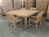 150cm/59" Rinjani Teak Square Table set w/ 4 Sulawesi Arm Chairs