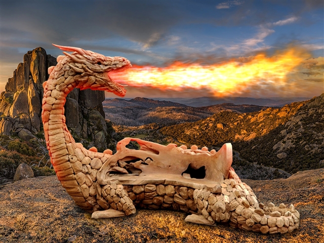 Life-Size Dragon Bench