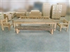 Mutt Recycled Teak Table Set w/ (1) Bench, (1) Backless Bench and (2) Armchairs