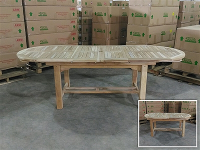 Eden Oval Double Extension Teak Table 180cm Regular to 240cm w/ Extension x 100cm Width