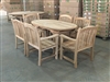 Suwawal Oval Extension Teak Table Set w/ 6 Slagi Arm Chairs (150cm x 90cm - Extends to 200cm)