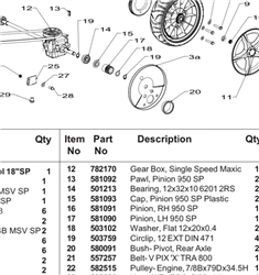 Masport mower spares UK 350ST later model drive gearbox MA782170