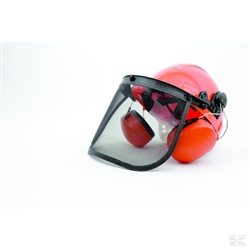 Universal mesh visor helmet with ear defenders for chainsaw brushcutter use