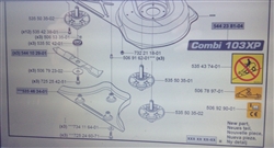 Husqvarna Rider 15 with Combi 103XP deck replacement blade