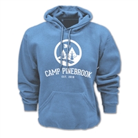 60/40 cotton/poly heavyweight sweatshirt. Printed with Camp Pinebrook logo.
