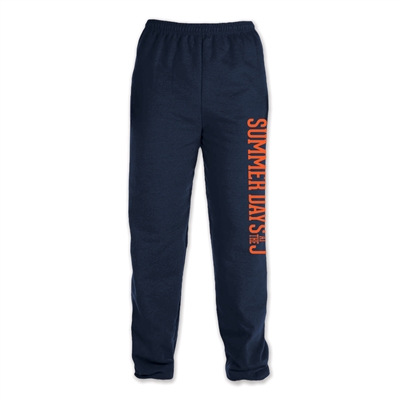 50/50 cotton/poly heavyweight sweatpants. Printed with Summer Days at the J wordmark.