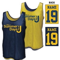 Reversible mesh tank top made of 100%  polyester.Printed with Summer Days at the J wordmark.