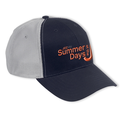 Structured brushed cotton trucker hat. Embroidered with Summer Days at the J wordmark.