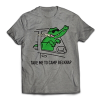 Get back to CAMP QUCIK with the Belknap - Take Me To Camp - Alligator T-Shirt..
