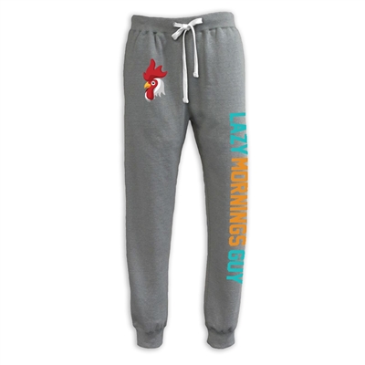 Sleep in late and wake up with the Lazy Mornings Guy sweatpants