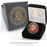 Marine Corps Lapel Pin, USMC Seal Lapel Pin, Semper fi, Quality upgraded clutch, in custom White House Gift Shop jewelry box.