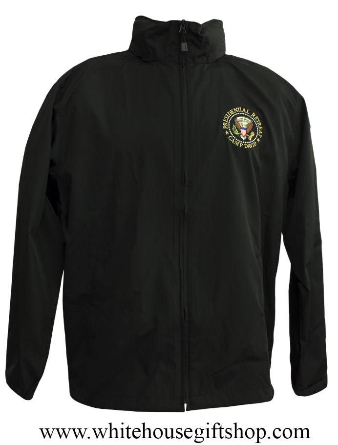 Camp David Presidential Retreat, Presidential Seal windbreaker jacket, high  tech fabric, black, excellent quality, from White House Gift Shop, machine  wash and dry.
