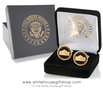 White House Gold Cufflinks in presentation case