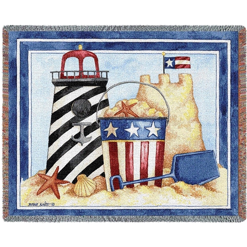 Summer Days at the Beach Patriotic American Flag Themed Throw from the White House Gift Shop