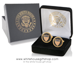 American Flag Cufflinks, 24K gold, Custom White House Velvet jewelry case and outer presentation box, official store