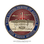 The White House Coin, Great Seal on Reverse, Red & Blue, 24-Karat Gold Finish, Premium Copper Alloy Core & Baked Enamels for Timeless Collection