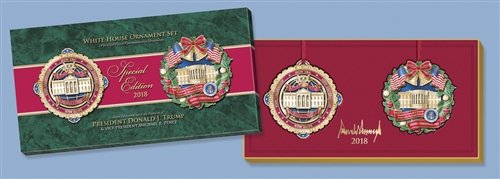 The Complete White House Ornament Collection Set for 2018 from the White House Gift Shop, Merry Christmas from the White House, Share Christmas with the Families of President Donald J. Trump and Vice President Michael, Mike, Pence