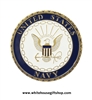 U.S.N. Navy Challenge coin, brass and enamel Challenge Coins, plastic case, Navy Seal, Engravable, 1.5" diameter, from Original Official White House Gift Shop since 1946, started by the Secret Service from Presidential Order.