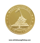 Coin, IWO JIMA, Marine Corps, USMC, Commemorative Coin, Gold Plated, 1.5" Diameter Coin, Iwo Jima Memorial on Front & USMC Seal on Reverse, Protective Capsuleq