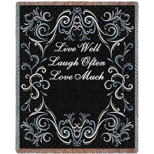 Live, Laugh, Love Black Throw Blanket