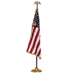 Embroidered U.S. banner flag made in America, with Fringe, high gloss nylon , sewn stripes, embroidered stars, pole hemmed