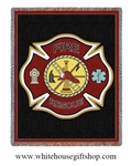 Firefighter Shield Blanket & Throw, made in the USA, machine wash and dry,