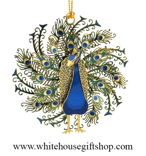 Beautiful Peacock White House Gift Shop Christmas Ornament